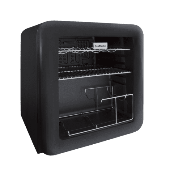 SnoMaster- 50L Black Retro Beverage Cooler with glass insert