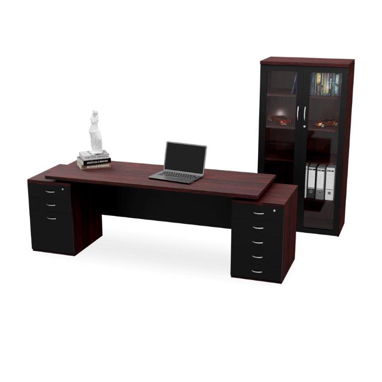 Nevada Office Desk with Roller Door Credenza for private office planning