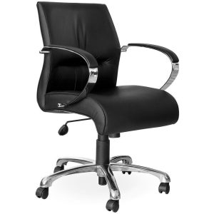 Salvador Chrome - Medium Back Arm Chair with Polished Aluminium