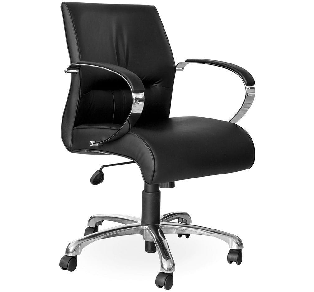 Salvador Chrome - Medium Back Arm Chair with Polished Aluminium for private office work