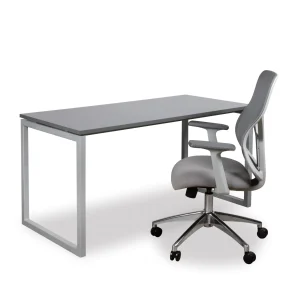 Steel Loop-Leg Single Workstation – Silver & Grey