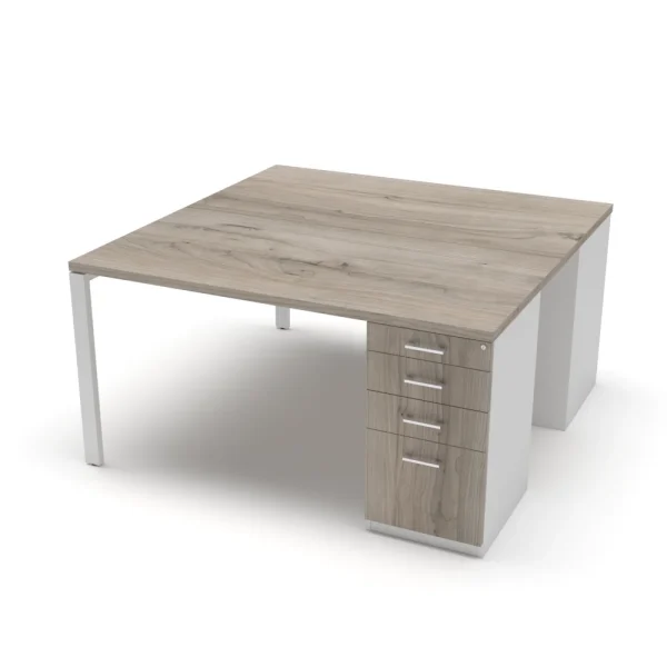 Steel Range 2-Way Cluster with 2-Drawer Filer for daily desk work
